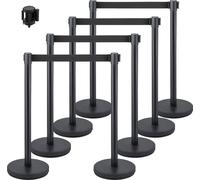 VEVOR 8 x Borne en acier, Chaîne de délimitation, Chaîne de délimitation, Théâtre, Hôtel, Système de guidage de personnes, Arceau de délimitation, Barrière noire, Hauteur totale 90 cm