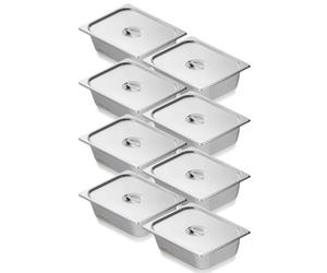 VEVOR 8PCs Bac Gastronorme GN 1/2 Récipient Inox Bain-marie 10,2 cm Profondeur
