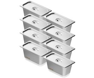 VEVOR 8PCs Bac Gastronorme GN 1/3 Récipient Inox Bain-marie 15 cm Profondeur