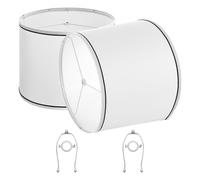 VEVOR Abat-jour, 2 pcs, 290 x 320 x 245 mm, abat-jour de remplacement moyen avec harpe, housse de rechange pour lampes de table, lampadaires et suspensions, assemblage facile, blanc avec bordure noire