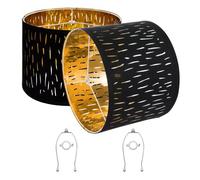 VEVOR Abat-jour tambour, 2 pcs, 33 x 33 x 25 cm, abat-jour de remplacement moyen avec harpe, housse de rechange pour lampes de table, lampadaires et suspensions, assemblage facile, design creux noir