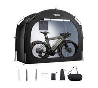 VEVOR Abri à Vélo pour 3-4 Vélos Tente de Rangement Spacieuse Étanche, Fenêtre Ventilée, Poteaux Fibre de Verre, Double Fermeture Éclair, Tissu Oxford, Porte Simple, Facile à Installer, pour Extérieur