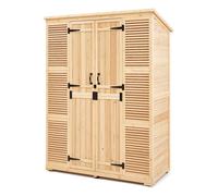 VEVOR Abri de Jardin, 1473x680x1980 mm, Grand Abri de Rangement à Outils Extérieur en Bois de Cèdre, avec Étagères, Portes Verrouillables, Toit Étanche, Armoire de Stockage pour Patio, Cour, Pelouse