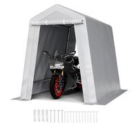 VEVOR Abri de Jardin, 183 x 245 cm, Tente de Rangement avec Double Porte à Fermeture Éclair Enroulable, Abri de Stockage Portable Robuste, Garage Extérieur pour Motos, Vélos, Outils de Jardin, Gris