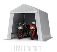 VEVOR Abri de Jardin, 245x245 cm, Tente de Rangement, avec Porte à Fermeture Éclair Enroulable, Abri de Stockage Portable Structure Robuste, Garage Extérieur pour Motos, Vélos, Outils de Jardin, Gris