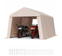 VEVOR Abri de Jardin, 305x458 cm, Tente de Rangement, avec Double Porte à Fermeture Éclair Enroulable, Abri de Stockage Portable Robuste, Garage Extérieur pour Motos, Vélos, Outils de Jardin, Beige