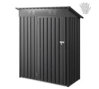 VEVOR Abri de Jardin en Métal, 153,3 x 87,6 cm, Abri de Rangement d'Extérieur, avec Porte Verrouillable, Toit en Pente, Cabine de Jardin, pour Stockage d'Outils, de Vélos, Étagères, Poubelles, Gris