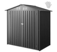 VEVOR Abri de Jardin en Métal, 186 x 121 cm, Abri de Rangement Extérieur, avec Portes Verrouillables, Cabine de Jardin à Toit Pointu, pour Stockage d'Outils, de Vélos, d'Étagères, de Poubelles, Gris