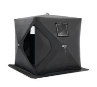 VEVOR Abri de Pêche sur Glace, 1,5 x 1,5 x 1,65 m, Tente de Pêche Escamotable Portable pour 1-2 Personnes, Tissu Oxford 300D Étanche, avec Ancres, Cordes, Sac de Transport, pour Pêche Hivernale, Noir