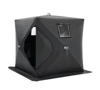 VEVOR Abri de Pêche sur Glace, 1,5 x 1,5 x 1,65 m, Tente de Pêche Escamotable Portable pour 1-2 Personnes, Tissu Oxford 300D Étanche, avec Ancres, Cordes, Sac de Transport, pour Pêche Hivernale, Noir