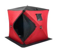 VEVOR Abri de Pêche sur Glace, 1,8 x 1,8 x 2 m, Tente de Pêche Escamotable Portable pour 3 à 4 Personnes, Isolant Thermique, Tissu Oxford, avec Ancres, Cordes, Sac de Transport, pour Pêche Hivernale