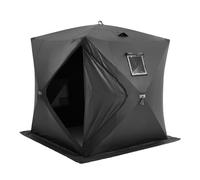 VEVOR Abri de Pêche sur Glace, 1,8 x 1,8 x 2 m, Tente de Pêche Escamotable Portable pour 3 à 4 Personnes, Tissu Oxford 300D Étanche, avec Ancres, Cordes, Sac de Transport, pour Pêche Hivernale, Noir