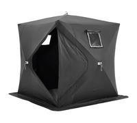 VEVOR Abri de Pêche sur Glace, 2,3 x 2,3 x 2 m, Tente de Pêche Escamotable Portable pour 3 à 4 Personnes, Tissu Oxford 300D Étanche, avec Ancres, Cordes, Sac de Transport, pour Pêche Hivernale, Noir