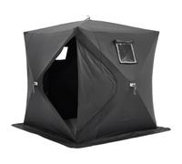 VEVOR Abri de Pêche sur Glace, 2,3 x 2,3 x 2 m, Tente de Pêche Escamotable Portable pour 3 à 4 Personnes, Tissu Oxford 300D Étanche, avec Ancres, Cordes, Sac de Transport, pour Pêche Hivernale, Noir