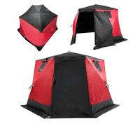VEVOR Abri de Pêche sur Glace, 3,3 x 3,3 x 2 m, Tente de Pêche Escamotable Portable pour 6-8 Personnes, Isolant Thermique, Tissu Oxford, avec Ancres, Cordes, Sac de Transport, pour Pêche Hivernale