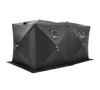 VEVOR Abri de Pêche sur Glace, 3,6 x 1,8 x 2 m, Tente de Pêche Escamotable Portable pour 6 à 8 Personnes, Tissu Oxford 300D Étanche, avec Ancres, Cordes, Sac de Transport, pour Pêche Hivernale, Noir