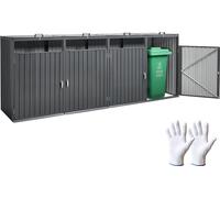 VEVOR Abri pour poubelles, 4 x 240 L, Rangement pour poubelles Horizontal en Acier galvanisé, boîte de Rangement à poubelles extérieur, étanche et verrouillable, pour Jardin, arrière-Cour et terrasse