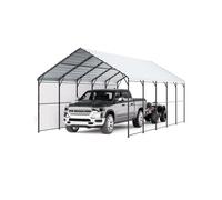 Abri de Voiture en Métal Robuste-VEVOR-4 x 8 m-Abri de Garage Extérieur avec Cadre et Toit en Acier Galvanisé