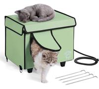 VEVOR Abri pour chat surélevé et chauffé, abri pour chat parallélépipédique avec température réglable et minuterie, abri pour chat pliable en tissu Oxford 900D avec coussin chauffant