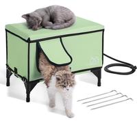 VEVOR Abri pour chat surélevé et chauffé, abri pour chat parallélépipédique avec température réglable et minuterie, abri pour chat pliable en tissu Oxford 900D avec coussin chauffant