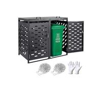 VEVOR Abri pour poubelles horizontal 2 x 240 L étanche verrouillable avec couvercle à chaîne