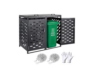 VEVOR Abri pour poubelles, 2 x 240 L, Rangement pour poubelles Horizontal, avec Couvercle à chaîne, boîte de Rangement à poubelles d'extérieur, étanche et verrouillable, pour Jardin, Cour et terrasse