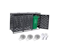VEVOR Abri pour poubelles, 3 x 240 L, Rangement pour poubelles Horizontal, avec Couvercle à chaîne, boîte de Rangement à poubelles d'extérieur, étanche et verrouillable, pour Jardin, Cour et terrasse