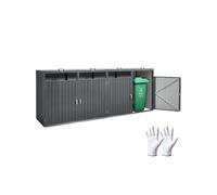 VEVOR Abri pour poubelles, 4 x 240 L, rangement pour poubelles horizontal en acier galvanisé, boîte de rangement à poubelles extérieur, étanche et verrouillable, pour jardin, arrière-cour et terrasse