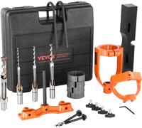 VEVOR Adaptateur à mortaiser pour perceuse, 4 mèches modèles, jeu de burins pour trous carrés, jeu de positionnement de mèches de table, outils à mortaiser et à tenonner avec 5 douilles, pour perceuse