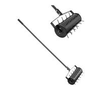 VEVOR Aérateur de Pelouse Roulant, 457,2 mm, Aérateur de Gazon Manuel Robuste avec Poignée Amovible, 27 Pointes en Fer, Outil d'Aération de Terrasse Roulant pour Jardin, Cour, Pelouses Compactés, Noir
