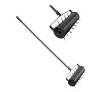 VEVOR Aérateur de Pelouse Roulant, 533,4 mm, Aérateur de Gazon Manuel Robuste avec Poignée Amovible, 33 Pointes en Fer, Outil d'Aération de Terrasse Roulant pour Jardin, Cour, Pelouses Compactés, Noir