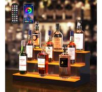 VEVOR Affichage de bouteilles d'alcool à éclairage LED, 3 niveaux, 61 cm, prend en charge USB, étagère lumineuse de bar à domicile avec télécommande RF et contrôle par application, 7 couleurs