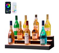 VEVOR Affichage de bouteilles d'alcool à éclairage LED, 3 niveaux, 61 cm, prend en charge USB, étagère lumineuse de bar à domicile avec télécommande RF et contrôle par application, 7 couleurs