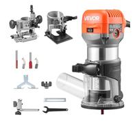 VEVOR Affleureuse 710 W Défonceuse Compacte 6 Vitesses pour Travail Bois, Finition, avec Démarrage Progressif, Base Fixe, Inclinable, Plongeante, Capot d'Aspiration Poussière, Guide Parallèle, Filaire