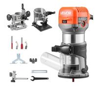 VEVOR Affleureuse 710 W Défonceuse Compacte 6 Vitesses pour Travail Bois, Finition, avec Démarrage Progressif, Base Fixe, Inclinable, Plongeante, Capot d'Aspiration Poussière, Guide Parallèle, Filaire