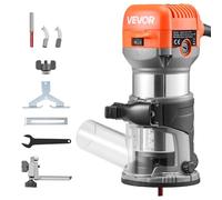 VEVOR Affleureuse 710 W Défonceuse Compacte 6 Vitesses Variables pour Travail du Bois, Finition, Bricolage, avec Démarrage Progressif, Base Fixe, Capot d'Aspiration Poussière, Guide Parallèle, Filaire