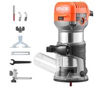 VEVOR Affleureuse 710 W Défonceuse Compacte 6 Vitesses Variables pour Travail du Bois, Finition, Bricolage, avec Démarrage Progressif, Base Fixe, Capot d'Aspiration Poussière, Guide Parallèle, Filaire