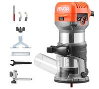 VEVOR Affleureuse 710 W Défonceuse Compacte 6 Vitesses Variables pour Travail du Bois, Finition, Bricolage, avec Démarrage Progressif, Base Fixe, Capot d'Aspiration Poussière, Guide Parallèle, Filaire