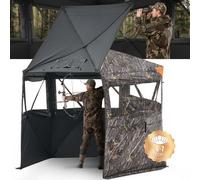 VEVOR Affût de Chasse pour 6-7 Personnes, Tente de Camouflage Portable avec Sac de Transport, Cache de Chasse avec Porte Silencieuse à Fermeture Éclair et Fenêtre, pour Chasseurs Photographes