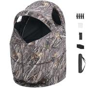 VEVOR Affût de Chasse pour Une Personne, Tente de Camouflage Portable avec Sac de Transport, Cache de Chasse avec Porte Silencieuse à Fermeture Éclair et Fenêtre, pour Chasseurs Photographes
