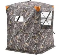 VEVOR Affût de Chasse Thermique pour 2-3 Personnes, Tente de Camouflage Portable avec Sac de Transport et Chaise, Cache de Chasse avec Porte Silencieuse à Fermeture Éclair et Fenêtre, Chasseur