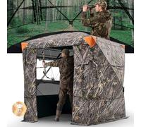 VEVOR Affût de Chasse Transparent pour 4-5 Personnes, Tente de Camouflage Portable avec Sac de Transport, Cache de Chasse à 270 Degrés, avec Porte Silencieuse et Fenêtre Magnétique, pour Chasseur