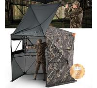 VEVOR Affût de Chasse Transparent sur 5 Côtés pour 6-7 Personnes, Tente de Camouflage Portable avec Sac de Transport, Cache de Chasse à 288 Degrés, avec Porte Silencieuse à Fermeture Éclair et Fenêtre