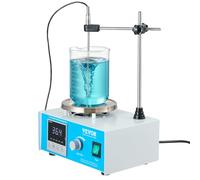 VEVOR Agitateur magnétique 1 L, mélangeur magnétique à plaque chauffante 99,9 °C, kit d'agitation 1500 tr/min, 250 W, avec bouton de vitesse réglable, support et barreaux d'agitation, écran LED, blanc