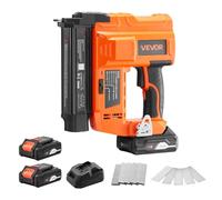 VEVOR Agrafeuse Cloueuse sans Fil 2-en-1, Cloueur Calibre 18, Pistolet à Clous Fins DC 20 V, 500 Clous et 500 Agrafes, 2 Batteries Li-ion 2,0 Ah et Chargeur, pour Travail du Bois Menuiserie Rénovation