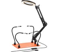 VEVOR Troisième Main Soudure à 4 Bras Flexibles, Station Aide de Soudage Magnétique, avec Lampe Loupe LED 3X, Base en Acier Robuste et Antidérapante, pour Réparation Électronique, Artisanat, Bricolage