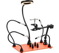 VEVOR Aide au soudage Troisième main, station de soudage magnétique, avec lampe grossissante à 3 LED, 4 supports de circuits imprimés & support de pistolet à air chaud 360 degrés, station de base pour