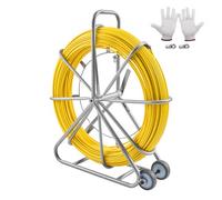 VEVOR Aiguille Électricien 200 m Tire Fils Électrique Fibre de Verre avec Support Acier, 3 Têtes de Tirage, Outil d'Extraction de Câble Flexible 8 mm, pour Murs, Conduits Électriques, Non Conducteur