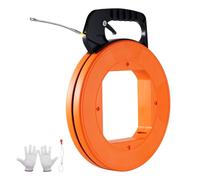 VEVOR Aiguille Électricien 30,5 m Tire Fils Électrique Fibre de Verre 1,58 mm avec Boîtier, Poignée, Facile à Utiliser, Outil Extraction Câble Flexible pour Murs, Conduits Électriques, Non Conducteur