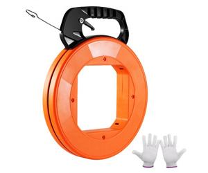 VEVOR Aiguille Électricien 36,5 m Tire Fils Électrique en Acier avec Boîtier, Poignée, Outil d'Extraction de Câble Flexible 3,1 mm, Facile à Utiliser, pour Murs, Conduits Électriques, Non Conducteur
